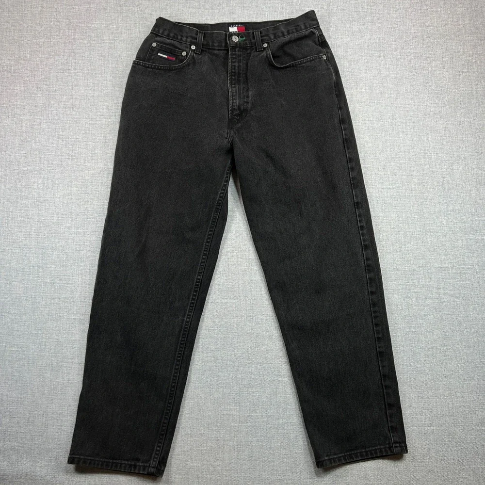 Vintage Tommy Hilfiger Freedom Jeans Black Wash Denim Men 33x28.5 90s Baggy Y2K